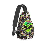 Rainbow Splash Space Alien Third Eye Crossbody Chest Bag, Unisex Crossbody Bag, Travel, Sports, Hiking And Leisure Backpack