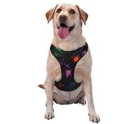 Rainbow Splatter Neon On Dark,Pet Harness,Adjustable Reflective Dog Harness,Pet Leash Vest,S