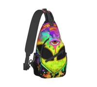 Rainbow Splatter Space Alien Third Eye Crossbody Chest Bag, Unisex Crossbody Bag, Travel, Sports, Hiking And Leisure Backpack