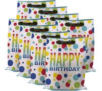 Rainbow Spots Birthday Loot Bags (17cm x 27cm) - Vibrant & Eco-Friendly Goodie Bags - Perfect for Kids' Parties & Colorful Themed Celebrations - 8ct