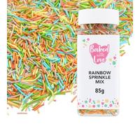 Rainbow Sprinkles By Baked With Love | 85g | Multi-Coloured Sugar Cake Sprinkles, Edible Cake Decorations, Sugar Strands For Cupcakes