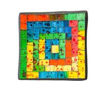 Rainbow Square Mosaic Bowl Trinket Dish Terracotta Handmade Fair Trade Glass Decorative Multicoloured Unique Home Decor Garden
