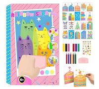 Rainbow Squeeze Art Kit, 2026 New Upgrade Rainbow Art Kit Magic Rainbows Scratch Paper Art Set 35pcs Squeegee Art Kits with Painting Kit and Sticker (1 Set)