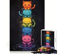 Rainbow Stacked Cats Jigsaw Puzzles 1000 Pieces for Teenagers Raise Memory Easy Leisure Clean Edge Xmas Surprise (38x52cm)