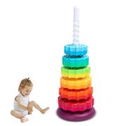 Rainbow Stacker Spinner - Educational Ring Tower, Skill Trainer, Smooth Turning Sensory Motor Development Feature | Boys Girls Twelve Months Preschool Learning Entertainment Practice Daily Use