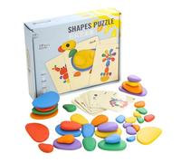 Rainbow Stacking Stones - Wooden Balance Sorting And Stacking Toy Set, Educational Learning Blocks For Color Recognition And Fine Motor Skills Development | For Kids Boys Girls Age 3 4 5 6