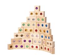 Rainbow Stacking Tower - 20cm Wooden Cube Set, Educational Color Toy, Creative Balance Play | Acrylic Building Game for Kids Age Three Plus Learning Development Skills Preschool Sensory