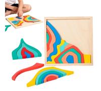 Rainbow Stacking Wooden Blocks | Wooden Fine Motor Toy | Early Development Blocks - For Preschool Homeschooling Educators Family & Group Activities Birthday