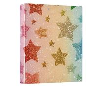 Rainbow Star Glitter 3 Ring Binder 1.5 Inch Round Ring Binder View Binder Holds 200 Documents for Home School Office Use