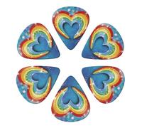 Rainbow Star Love Heart Print Guitar Picks 6 Pack With Organizer Storage Bag 0.46 0.71 0.96mm Guitar Plectrums Guitars Accessories For Bass Electric Acoustic Guitars