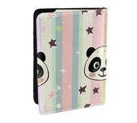 Rainbow Star Panda Head Printed Passport Holder,Travel Pu Leather Passport Cover Case Organiser for Men Women,6.5 Inch