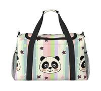 Rainbow Star Panda Head Waterproof Weekender Bags Duffel Bag Large Carry On Hand Luggage Bags Foldable Tote Bag for Travel Sports Gym Dance