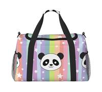 Rainbow Star Panda Waterproof Weekender Bags Duffel Bag Large Carry On Hand Luggage Bags Foldable Tote Bag for Travel Sports Gym Dance
