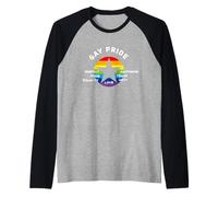 Rainbow Star Pride Demo Respect Reasons LOL Cool Raglan Baseball Tee