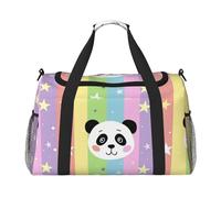 Rainbow Star Star Panda Waterproof Weekender Bags Duffel Bag Large Carry On Hand Luggage Bags Foldable Tote Bag for Travel Sports Gym Dance