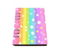 Rainbow Star Stripe A5 Notebook, Pu Leather A5 Notebooks, Lined Paper University Notebook 180Pages/90Sheets, Jotter for Office, Lined Journal for School, Student Essentials University Women Man