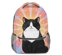 Rainbow Starlight Cat Printed Backpack, Fashion Cartoon 3D School Bag, Student Casual Travel Daypack for Girls Boys (print 1)