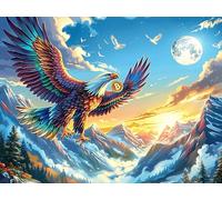 Rainbow Starry Sky Bald Eagle 1000 Pc DIY Jigsaw Puzzle Magical Cosmic Creatures Puzzles for Adults Teens Hard Challenging Team Building Stress Reducing Autumn Sturdy Wooden Cardboard 1000 PCS/75x50cm