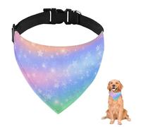 Rainbow Starry Sky Dog Bandana with Adjustable Strap D Ring Dog Neckerchief Pet Bibs Triangle Pet Scarf Clothing& Accessories for Dogs Puppy Dogs Cats Decor Machine Washable