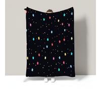 Rainbow Stars Fleece Throw Blanket Ultra Soft Cozy Cartoon Landscape Decorative Warm Flannel Blanket Black All Season Throw For Home Couch Bed Chair Travel Outdoor 200X200Cm