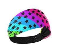 Rainbow Stars Illustration Colorful Cooling yoga headband Elastic sweat bands for head for Daily use Yoga make up hiking cintas para el cabello de mujer