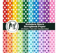 Rainbow Stars Scrapbook Paper: Star Pattern Scrapbook Paper, Colorful Decorative Craft Paper for Card Making, Scrapbooking, Junk Journaling, Decorations, Collage Papers for Mixed Media, 8.5 x 8.5 inch