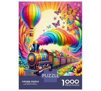 Rainbow Steam Train Jigsaw Puzzles for Adults Kids Puzzles 1000 Piece Impossible Puzzle Home Decoration Gifts 38x26cm/1000pcs
