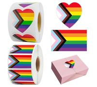 Rainbow Sticker Set - Self-Adhesive Pride Stickers - 1000 Stickers - 2 Designs (Heart + Flag) - For Cars, Clothes, Decoration