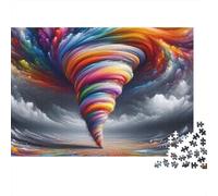 Rainbow Storm Vortex 1000 Piece Puzzles Beautiful View Rainbow Tornado Home Decoration Decompression Jigsaw for Men And Women Challenging Puzzles Jigsaw Puzzles for Adults 70x50cm/1000pcs