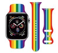 Rainbow Strap Compatible with Apple Watch Band 38mm 40mm 41mm 42mm 44mm 45mm 46mm 49mm Men Women,Adjustable Soft Silicone Sport Wristbands for iWatch Ultra Series 10 9 8 7 6 5 4 3 2 1 SE