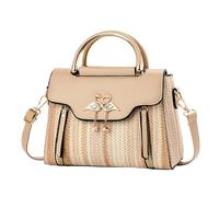 Rainbow Straw Crossbody Bags for Women Beach Bag Woven Top Handle Purse Leather Handbag Shoulder Clutch