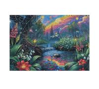 Rainbow Stream Forest Wild Nature Rural 300 Piece Jigsaw Puzzle for Adults Garage Wall Art Man Cave Decor No Duplicate Pieces for Men 300 PCS