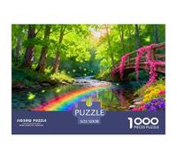 Rainbow Stream in The Forest Wooden Jigsaw Puzzle Waterproof 1000 Piece Puzzles for Adults Gifts Colourful Home Decoration