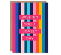 Rainbow Stripe Birthday Card for Him Her or Friend Blank Inside | Fun and colourful, With Envelope, Stripes, Rainbow Colours, Bold Colours, Modern, Greeting Card 13x18 cm (5 x7 in)