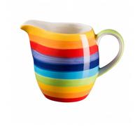 Rainbow Stripe Ceramic Milk Jug 225ml - Colourful Ceramic Creamer Pitcher, Dishwasher & Microwave Safe, Country Kitchen Tableware