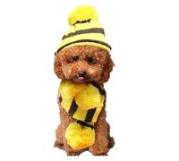 Rainbow Stripe Knitted Dog Winter Set - Warm Hat, Scarf & Leg Warmers for Small Medium Dogs, Cozy Winter Clothes with Foot Protection for Outdoor Walks(Yellow,M(3.5-4kg))