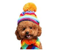 Rainbow Stripe Knitted Dog Winter Set - Warm Hat, Scarf & Leg Warmers for Small Medium Dogs, Cozy Winter Clothes with Foot Protection for Outdoor Walks(Rainbow,XS(1.5-2kg))