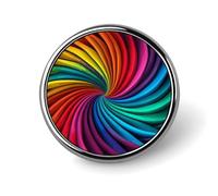 Rainbow Stripe Pattern Round Lapel Pin Women's Novelty Buttons & Pins Metal Badge Cute Brooch Retro Pinback Badge Fashion Bag Pins for Hat Backpacks Tie Suit Wedding Party Accessory, silver, Circular