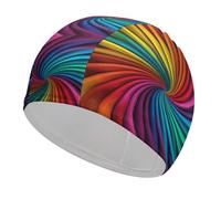 Rainbow Stripe Pattern Swim Cap for Women Men Waterproof Bathing Caps Keep Hair Dry Elasticity Adult Swimming Caps Comfortable Long Hair Swim Hat Non-Slip Fabric Swimming Cap