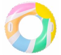 Rainbow Stripe Swimming Ring With Double Handles, Inflatable Pool Tube