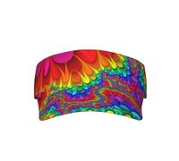 Rainbow Striped Adult Sunscreen Visor Hats,Sport Empty Top Baseball Sun Cap,Tennis Visor,Golf Visor, Rainbow Tie Dye-red, One size
