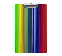 Rainbow Striped Clipboard, A4 Acrylic Clipboard with Hanging Hole, Ultra-Light Clip Board - Holds 100 Sheets, Shatterproof Document Holder for Office, 12.5" X 8.5"