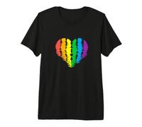 Rainbow Striped Heart Print Premium T-Shirt