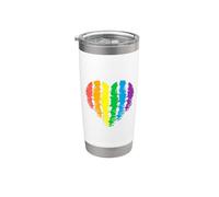 Rainbow Striped Heart Print Stainless Steel Insulated Tumbler