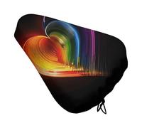 Rainbow Striped Heart Waterproof Bike Seat Cushion with Drawstring for Women Men Soft Padded Bicycle Seat Cover for Comfort Wide Road Bike Saddles Universal Fit for Mountain Exercise