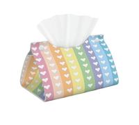 Rainbow Striped Hearts Tissue Box Cover Pu Leather Tissue Holder Long Decorative Organizer For Office Car Home Bathroom Napkins and Facial Dispenser