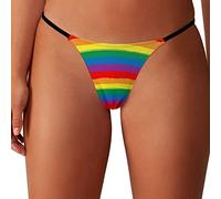 Rainbow Striped Lgbt Flag G String Thong For Women Stretch T-Back Underwear Panties