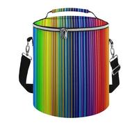 Rainbow Striped Lunch Bag, 15L Portable Leakproof Picnic Basket with Shoulder Strap, Insulated Picnic Cooler Bag for Camping, Beach, Hiking & Groceries