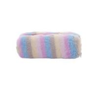 Rainbow Striped Plush Pencil Case, Cute Pastel Pen Pouch, Large Capacity Stationery Organizer for Girls and Boys, Soft Aesthetic Pencil Bag for School Office Supplies, Multicolor