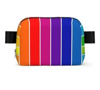 Rainbow Striped Print Square Waist Bag Fashion Unisex Waterproof Adjustable Crossbody Sling Bags
